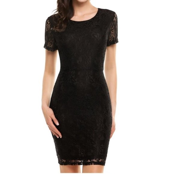 Liz Claiborne Lace Black Overlay Dress 6 - Picture 8 of 9